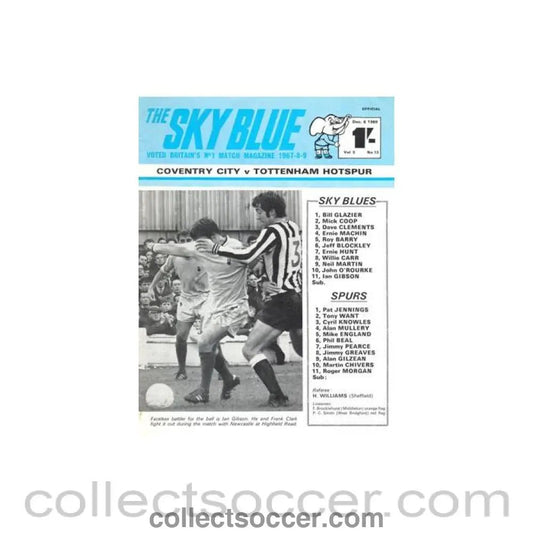 1969 - Coventry City v Tottenham Hotspur official programme 06/12/1969 Football League - Collect Soccer