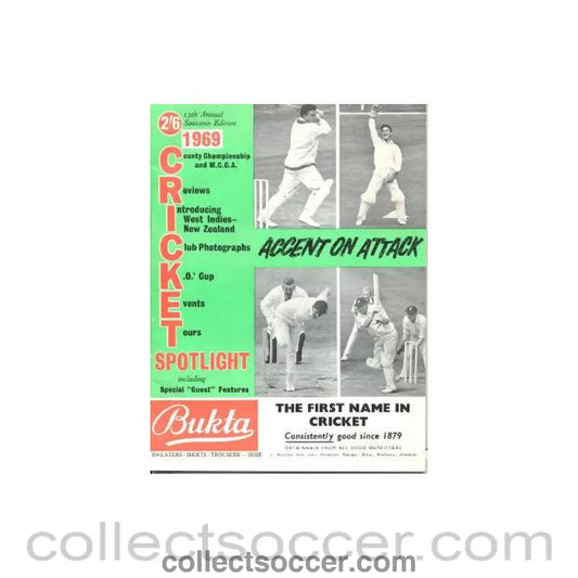 1969 Cricket Spotlight Annual Souvenir Edition introducing West Indies-New Zealand