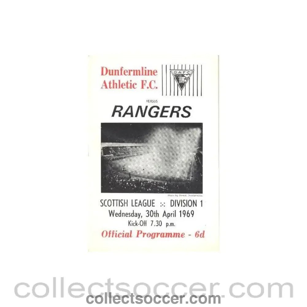 1969 - Dunfermline Athletic v Glasgow Rangers official programme 30/04/1969 - Collect Soccer