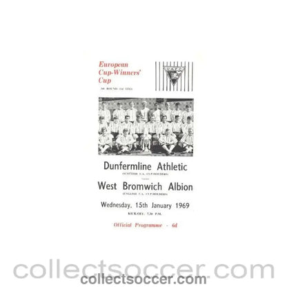 1969 - Dunfermline Athletic v West Bromwich Albion official programme 15/01/1969 - Collect Soccer