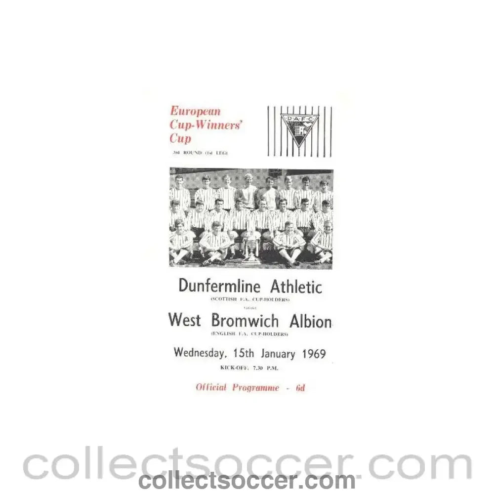 1969 - Dunfermline Athletic v West Bromwich Albion official programme 15/01/1969 - Collect Soccer