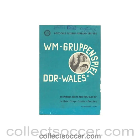 1969 East Germany v Wales, played in Dresden, East Germany official programme 16/04/1969 Very Rare! - Collect Soccer