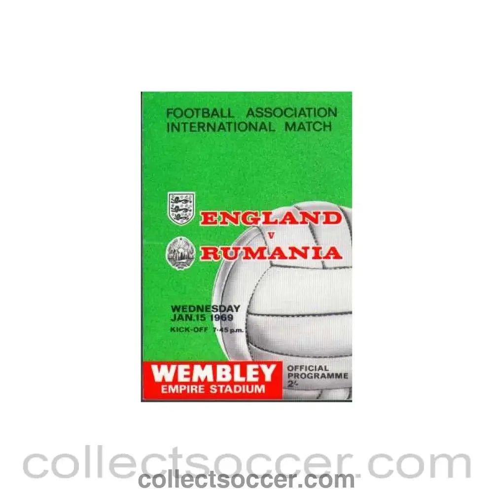 1969 England V Rumania Programme 15/01/1969 - Collect Soccer