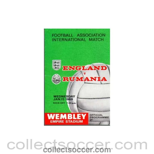 1969 England V Rumania Programme 15/01/1969 - Collect Soccer
