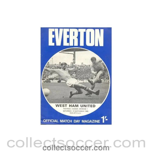 1969 - Everton v West Ham United official programme 13/09/1969 Football League - Collect Soccer