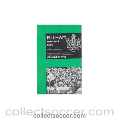1969 - Fulham v Carlisle United official programme 01/02/1969 - Collect Soccer