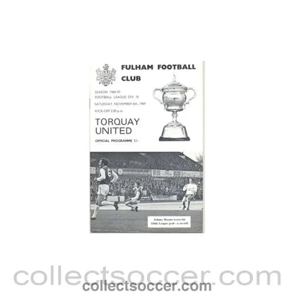 1969 - Fulham v Torquay United official programme 08/11/1969 - Collect Soccer