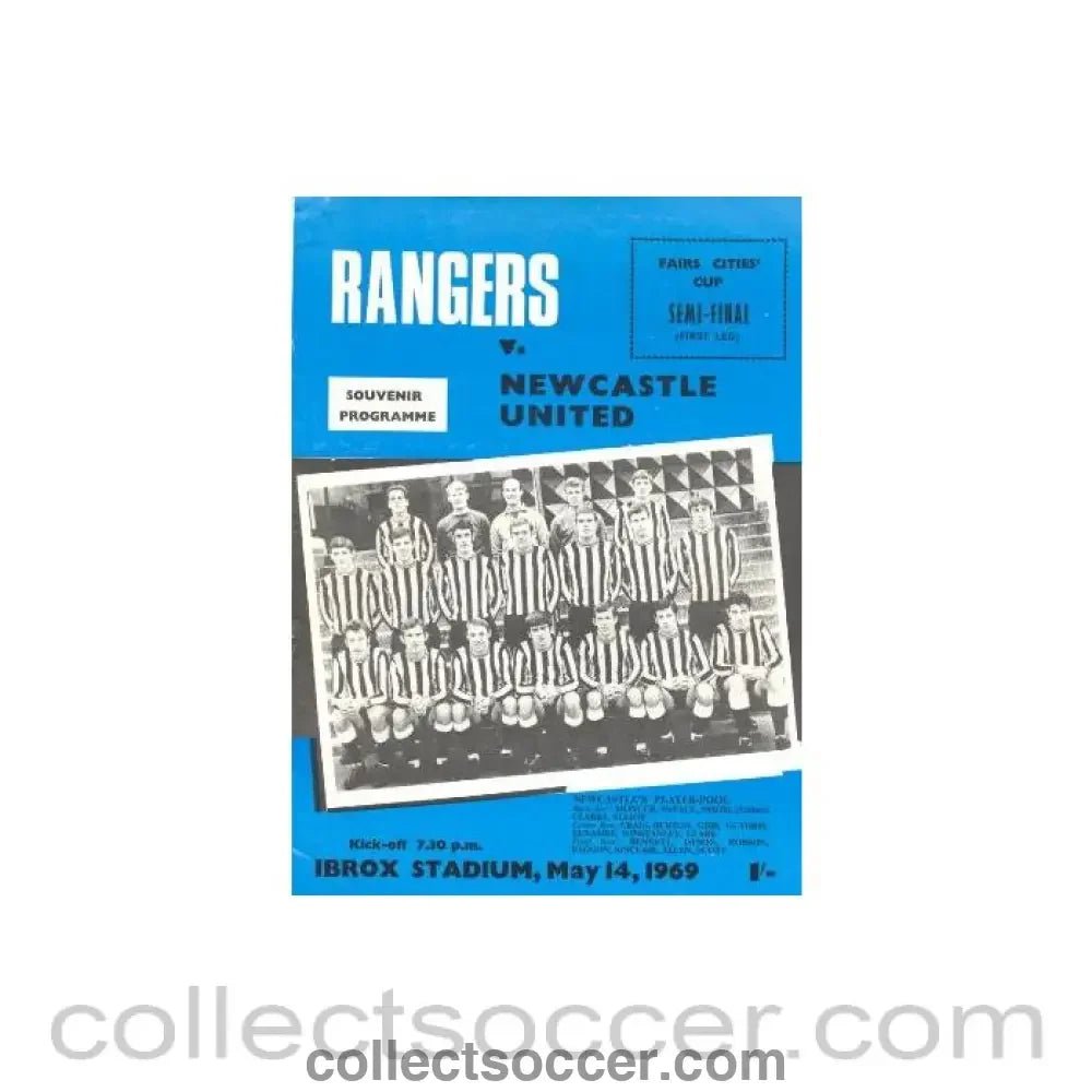 1969 - Glasgow Rangers v Newcastle United official programme 14/05/1969 - Collect Soccer