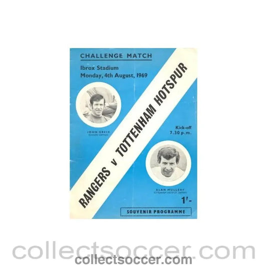 1969 - Glasgow Rangers v Tottenham Hotspur official programme 04/08/1969 - Collect Soccer