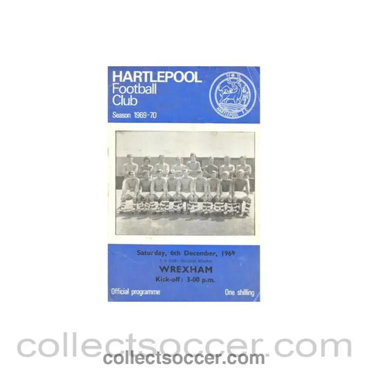 1969 - Hartlepool United v Wrexham official programme 06/12/1969 F.A. Cup - Collect Soccer