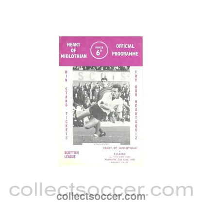 1969 - Heart of Midlothian v Falkirk official programme 02/04/1969 - Collect Soccer