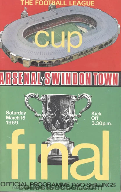 1969 League Cup Final Programme Arsenal v Swindon Town