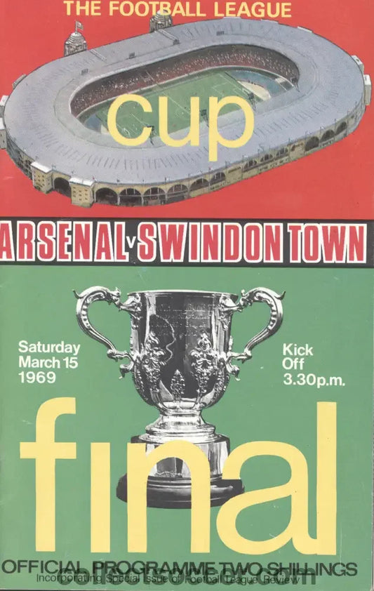 1969 League Cup Final Programme Arsenal v Swindon Town