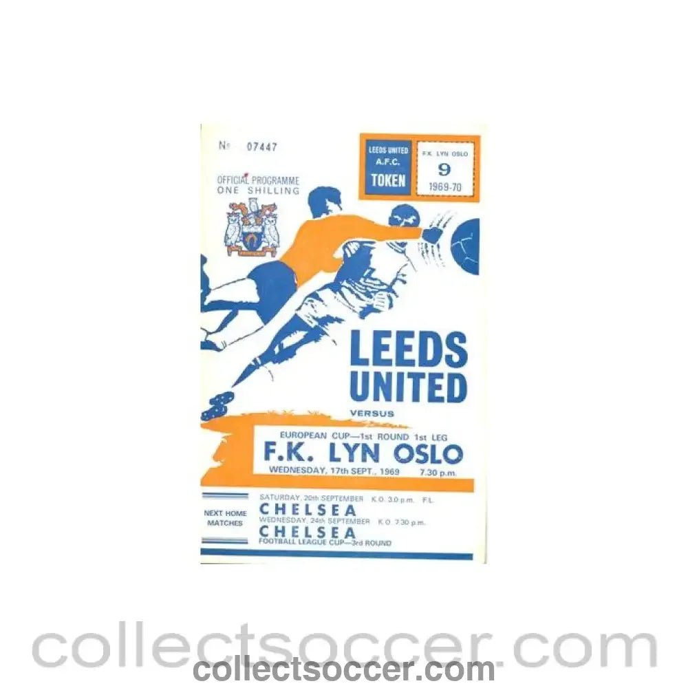1969 - Leeds United v Lyn Oslo officialst programme 17/09/1969 European Cup - Collect Soccer