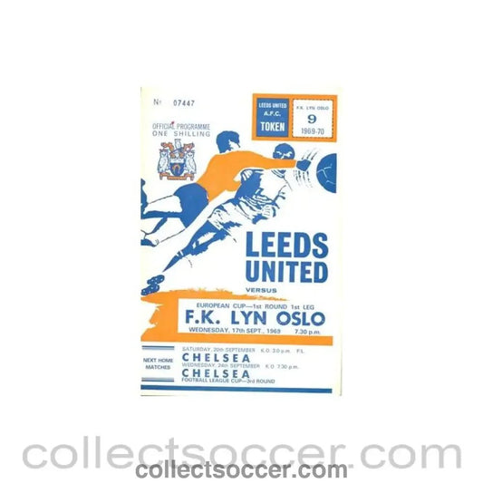 1969 - Leeds United v Lyn Oslo officialst programme 17/09/1969 European Cup - Collect Soccer