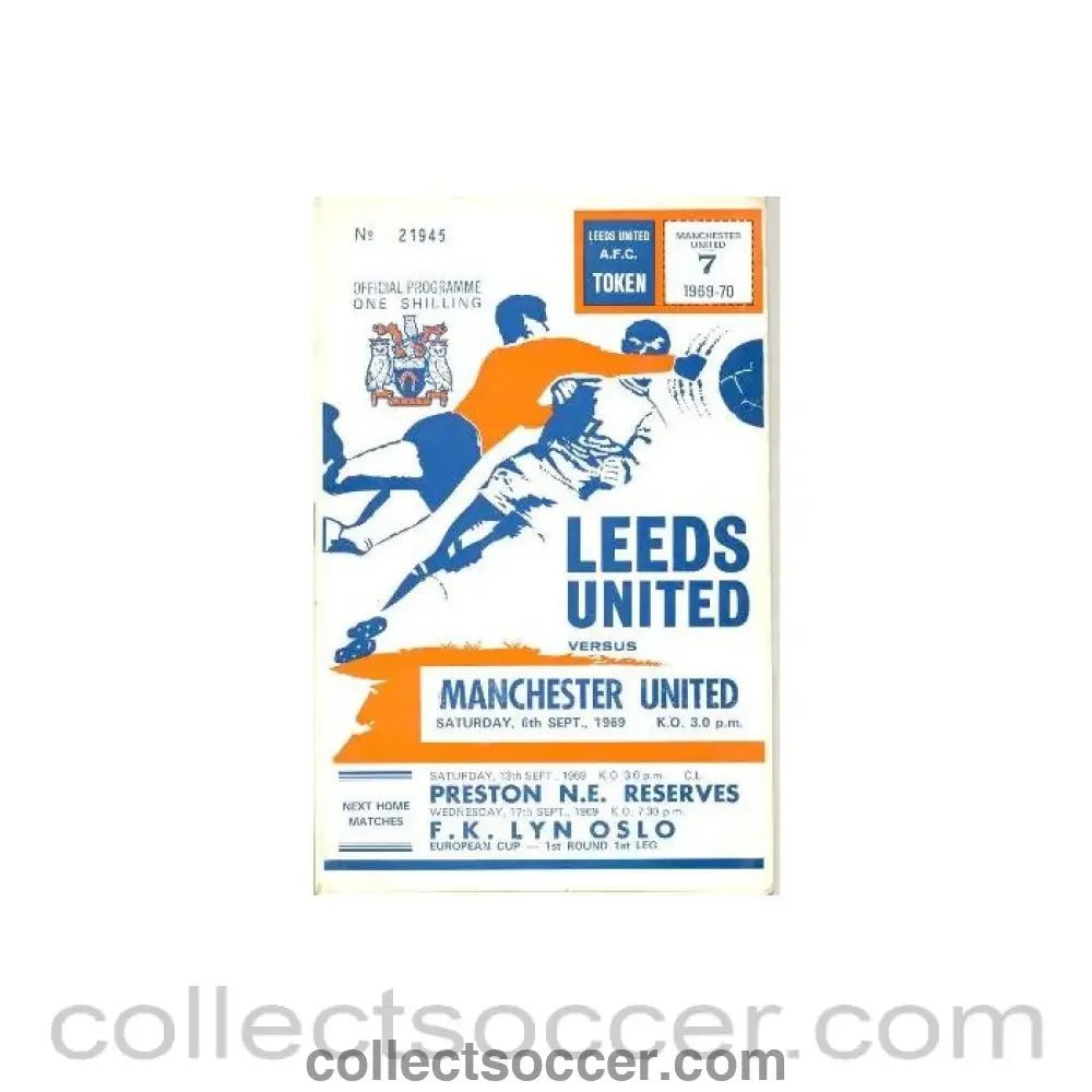 1969 - Leeds United v Manchester United official programme 06/09/1969 Football League - Collect Soccer