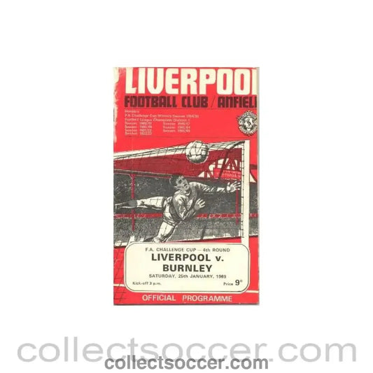 1969 - Liverpool v Burnley official programme 25/01/1969 - Collect Soccer
