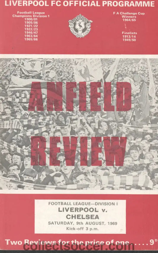 1969 - Liverpool v Chelsea official programme 09/08/1969