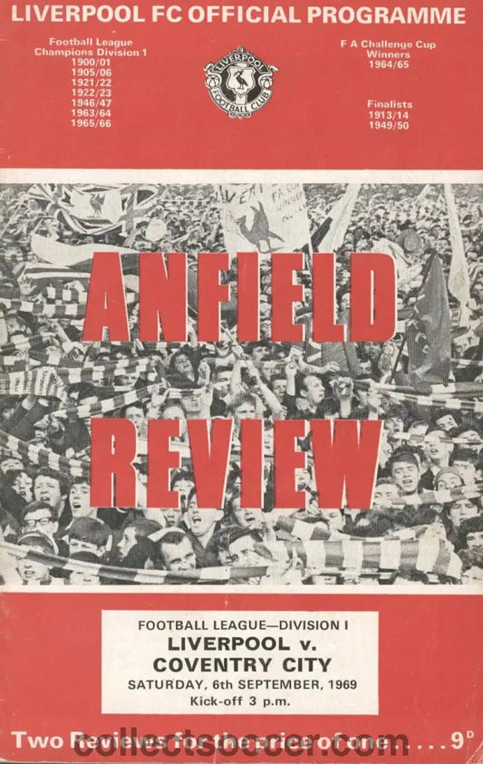 1969 - Liverpool v Coventry City official programme 06/09/1969 - Collect Soccer