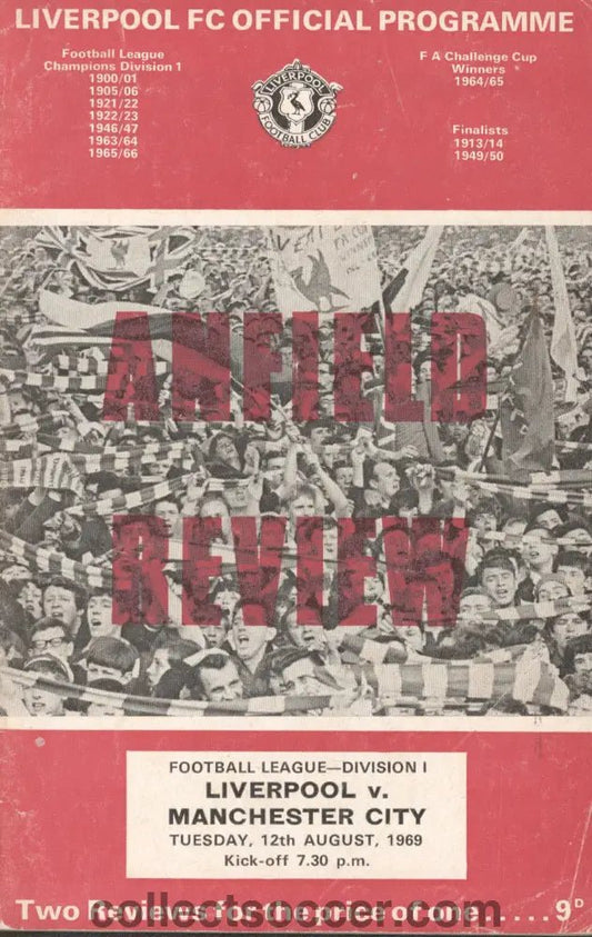 1969 - Liverpool v Manchester City official programme 12/08/1969 - Collect Soccer