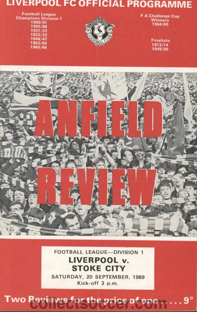 1969 - Liverpool v Stoke City official programme 20/09/1969 - Collect Soccer