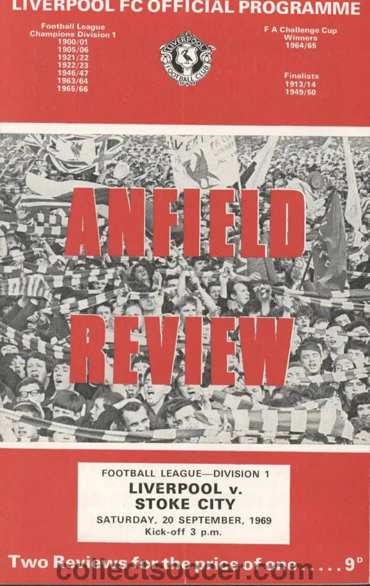 1969 - Liverpool v Stoke City official programme 20/09/1969 - Collect Soccer