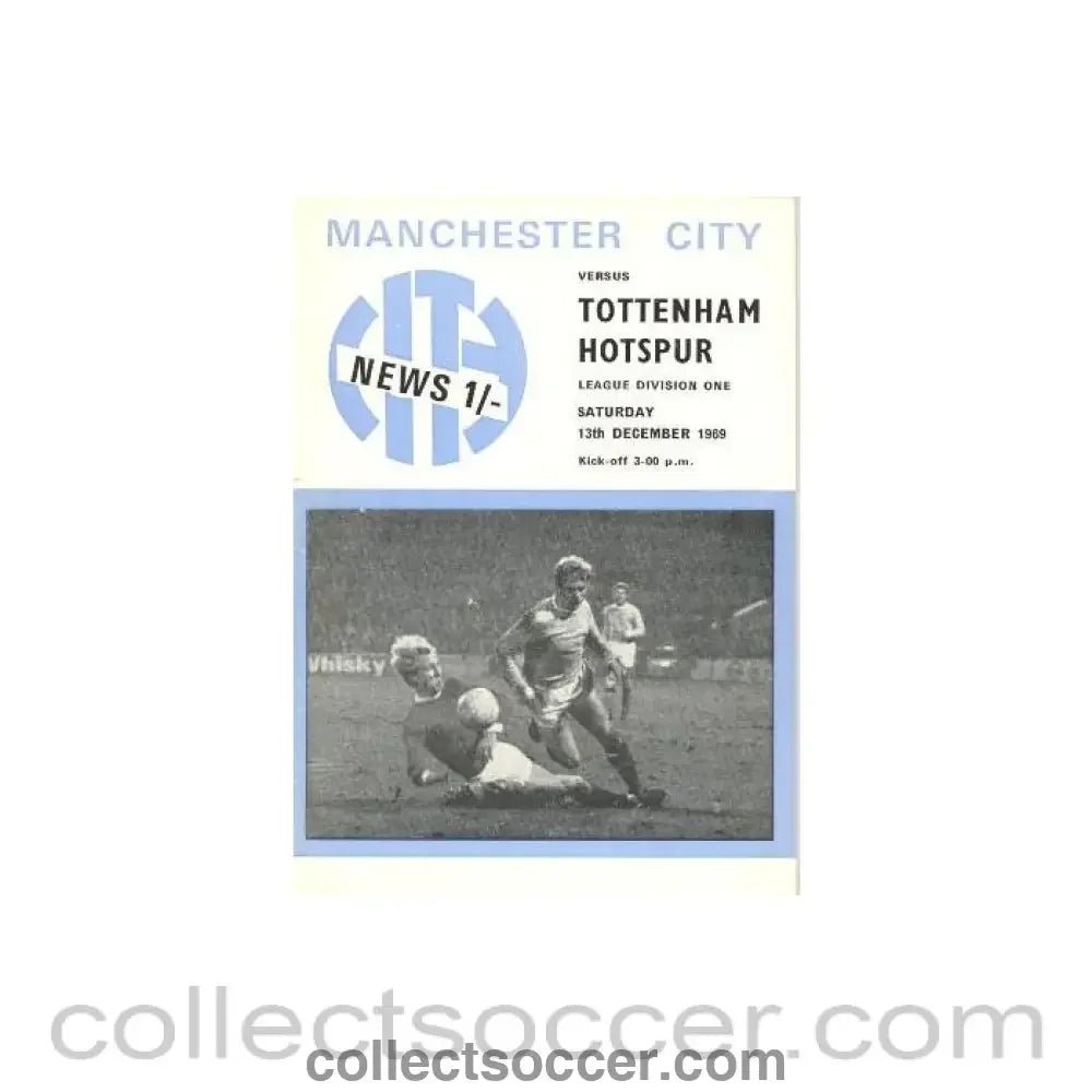 1969 - Manchester City v Tottenham Hotspur official programme 13/12/1969 Football League - Collect Soccer