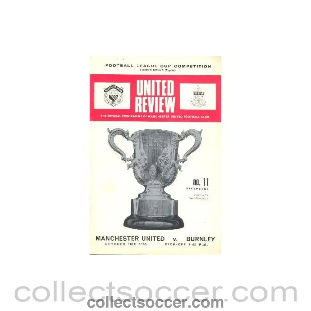 1969 - Manchester United v Burnley official programme 20/10/1969 - Collect Soccer