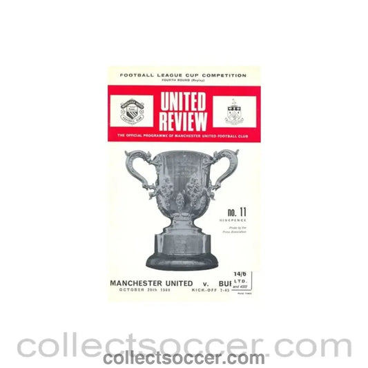 1969 - Manchester United v Burnley official programme 20/10/1969 token cut, half price - Collect Soccer