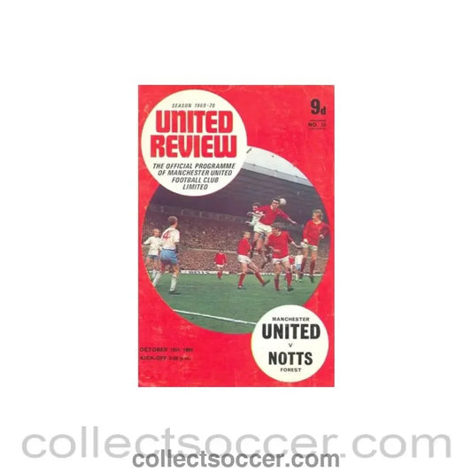 1969 - Manchester United v Nottingham Forest official programme 18/10/1969 token cut, half price - Collect Soccer