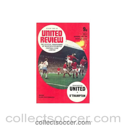 1969 - Manchester United v Southampton official programme 16/08/1969 Football League, half price - Collect Soccer