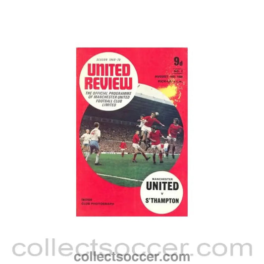 1969 - Manchester United v Southampton official programme 16/08/1969 Football League, half price - Collect Soccer