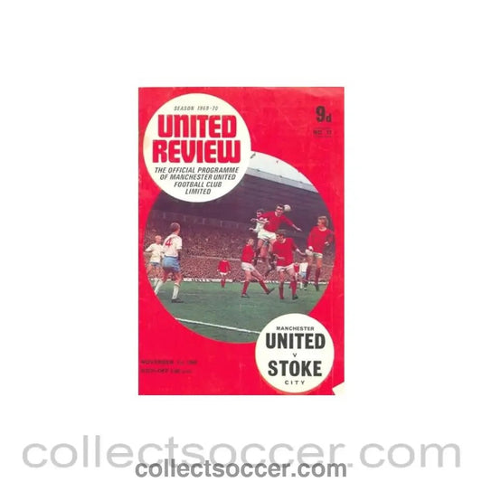 1969 - Manchester United v Stoke City official programme 01/11/1969 token cut, half price - Collect Soccer