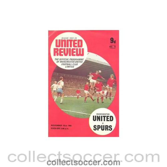 1969 - Manchester United v Tottenham Hotspur official programme 22/11/1969 - Collect Soccer