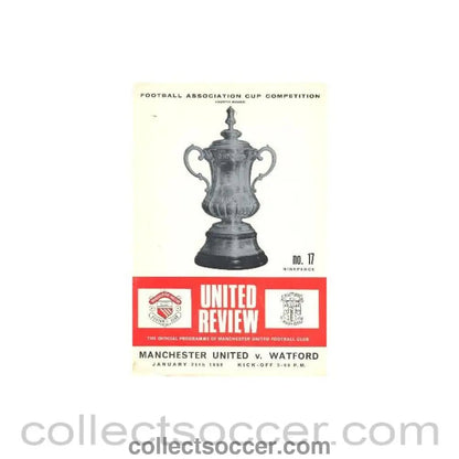 1969 - Manchester United v Watford official programme 25/01/1969 F.A. Cup - Collect Soccer