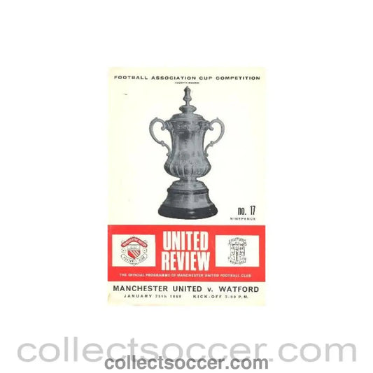 1969 - Manchester United v Watford official programme 25/01/1969 F.A. Cup - Collect Soccer