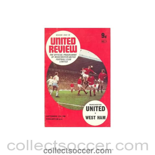 1969 - Manchester United v West Ham United official programme 27/09/1969 Football League, half price - Collect Soccer