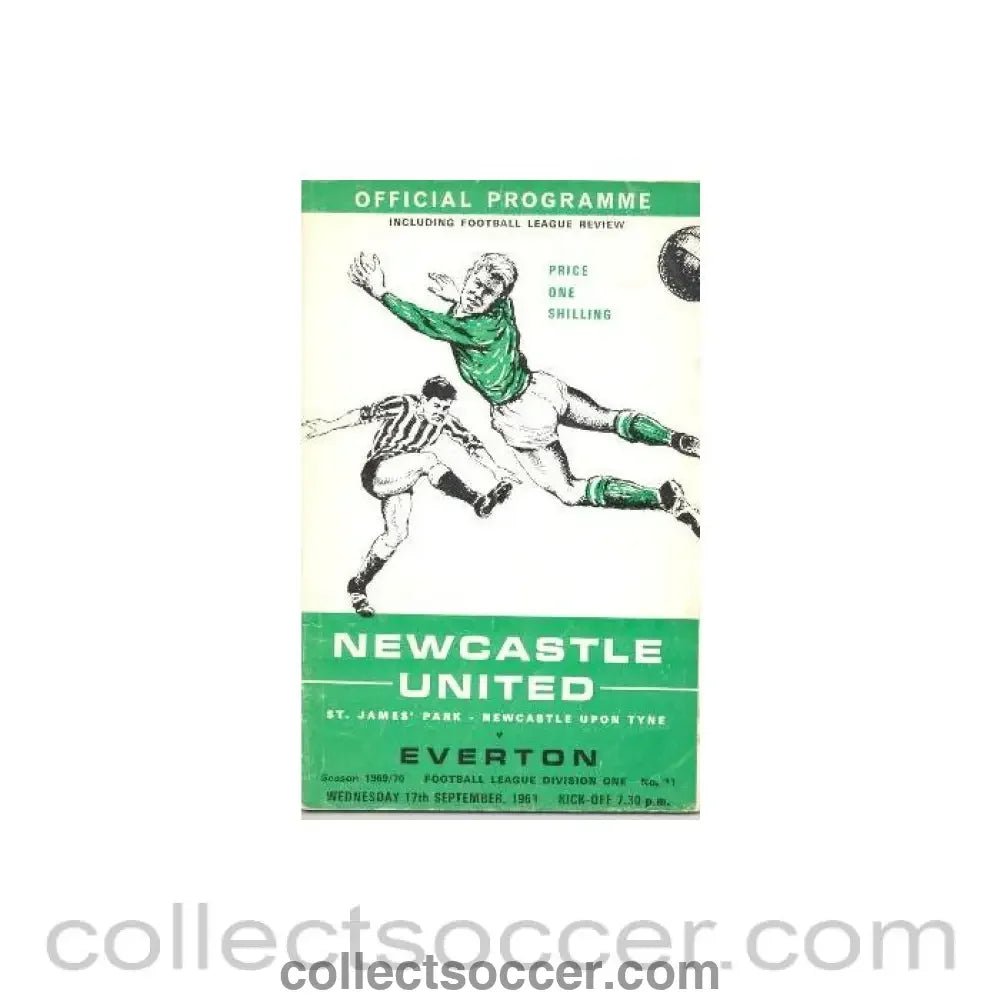 1969 - Newcastle United v Everton official programme 17/09/1969 Football League - Collect Soccer