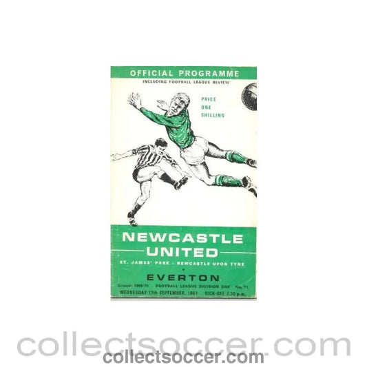 1969 - Newcastle United v Everton official programme 17/09/1969 Football League - Collect Soccer