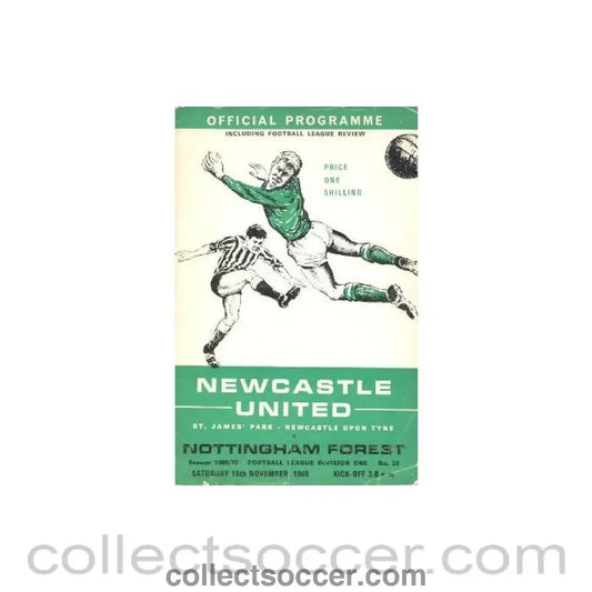 1969 - Newcastle United v Nottingham Forest official programme 15/11/1969 Football League - Collect Soccer