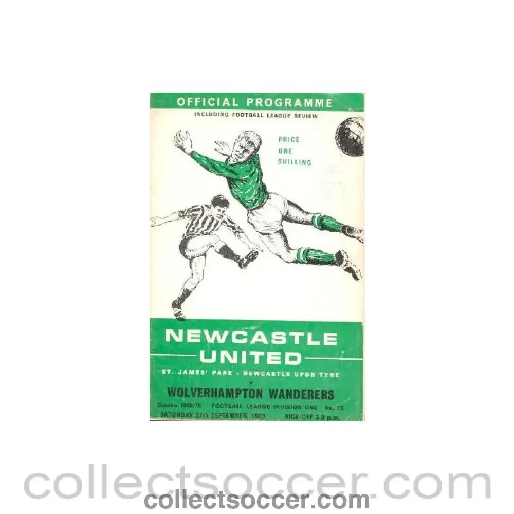 1969 - Newcastle United v Wolverhampton Wanderers official programme 27/09/1969 - Collect Soccer