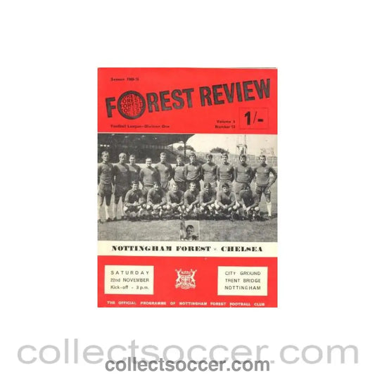 1969 - Nottingham Forest vChelsea official programme 22/11/1969
