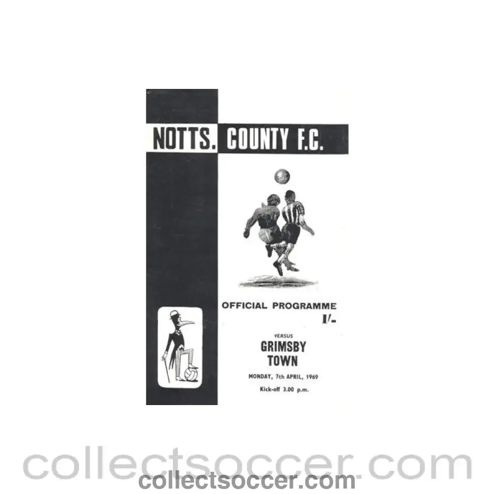 1969 - Notts County v Grimsby Town official programme 07/04/1969 Football League - Collect Soccer
