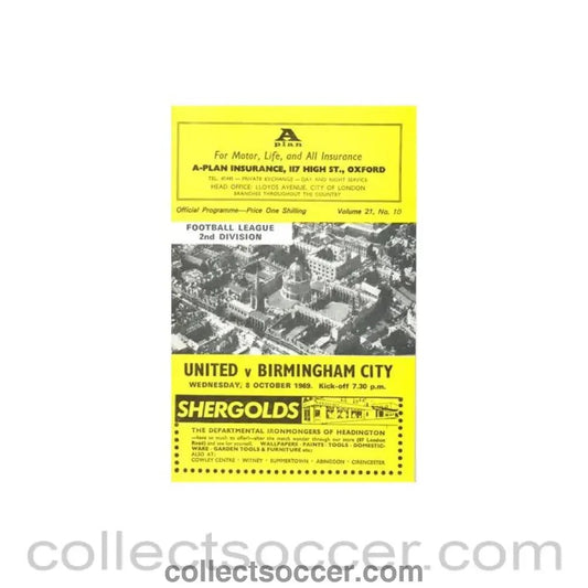 1969 - Oxford United v Birmingham City official programme 08/10/1969 Football League - Collect Soccer
