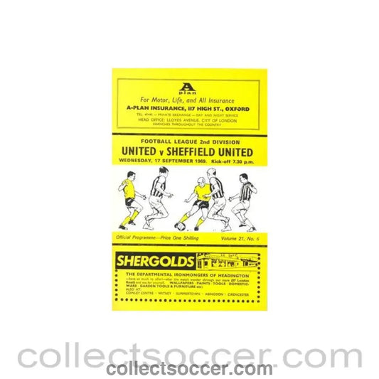 1969 - Oxford United v Sheffield United official programme 17/09/1969 Football League - Collect Soccer