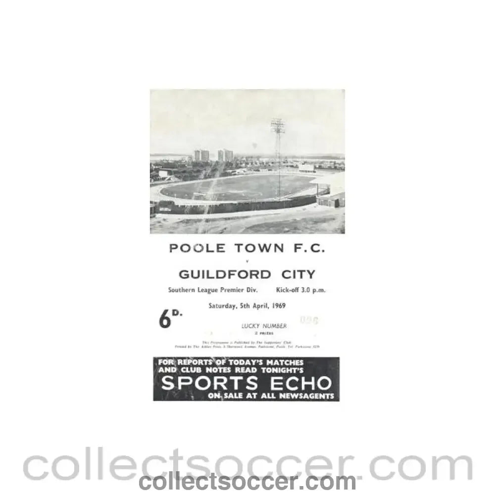 1969 - Poole Town v Gildford City official programme 05/04/1969 - Collect Soccer