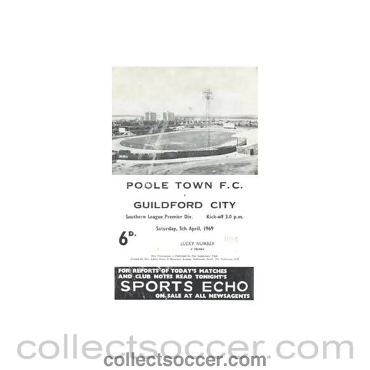 1969 - Poole Town v Gildford City official programme 05/04/1969 - Collect Soccer