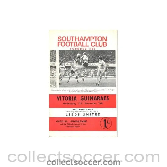 1969 Southampton v Vitoria Guimaraes European Fairs Cup Second Round Second Leg official programme 12/11/1969 - Collect Soccer