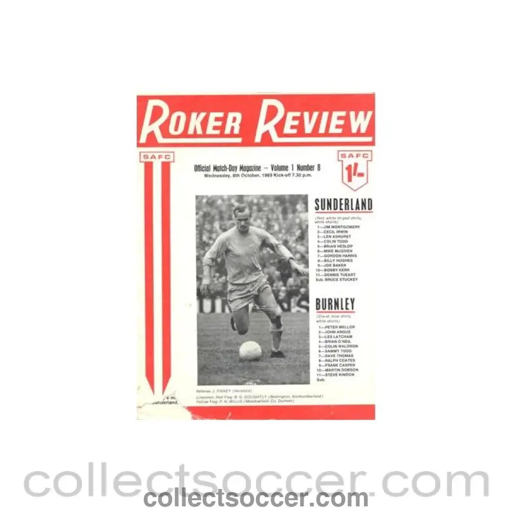 1969 - Sunderland v Burnley official programme 08/10/1969 Football League - Collect Soccer