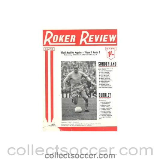 1969 - Sunderland v Burnley official programme 08/10/1969 Football League - Collect Soccer
